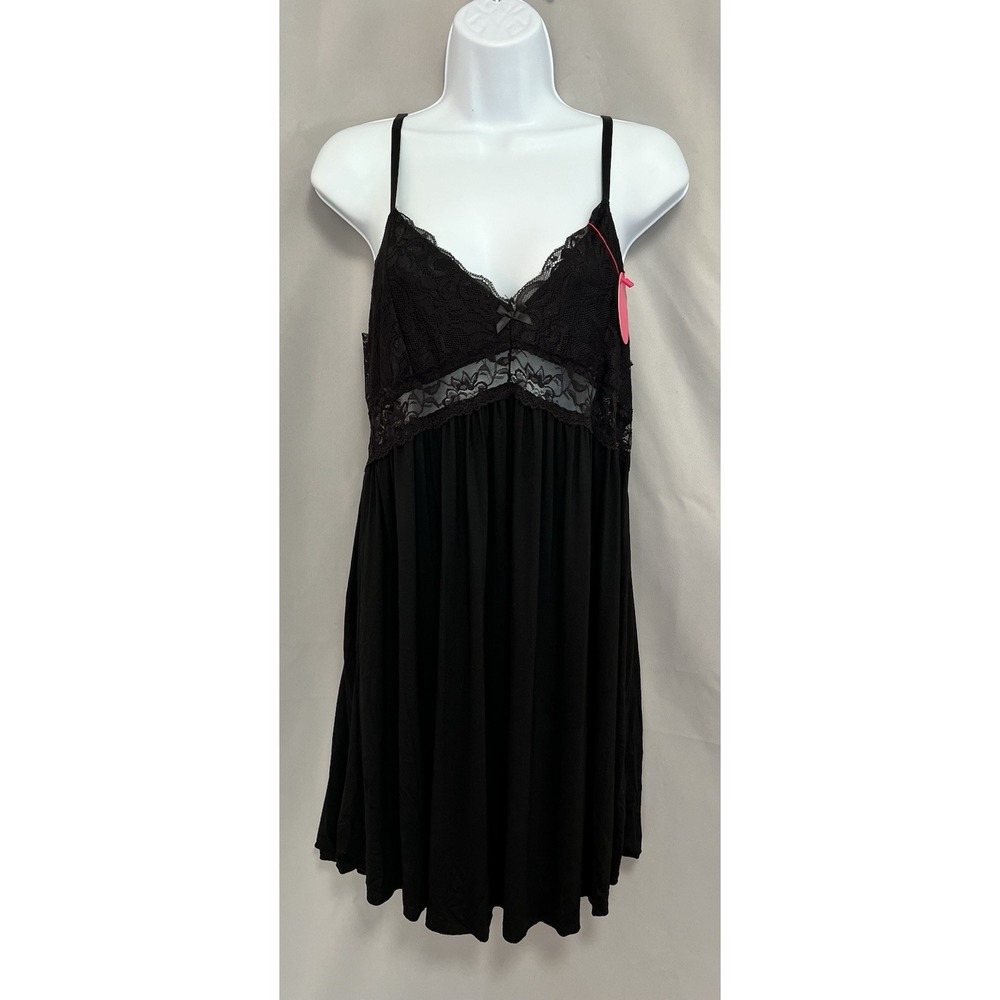 Women Strap Sexy Lingerie XXL Lace Babydoll Lace‎ Nightwear Sleepwear Black NWT